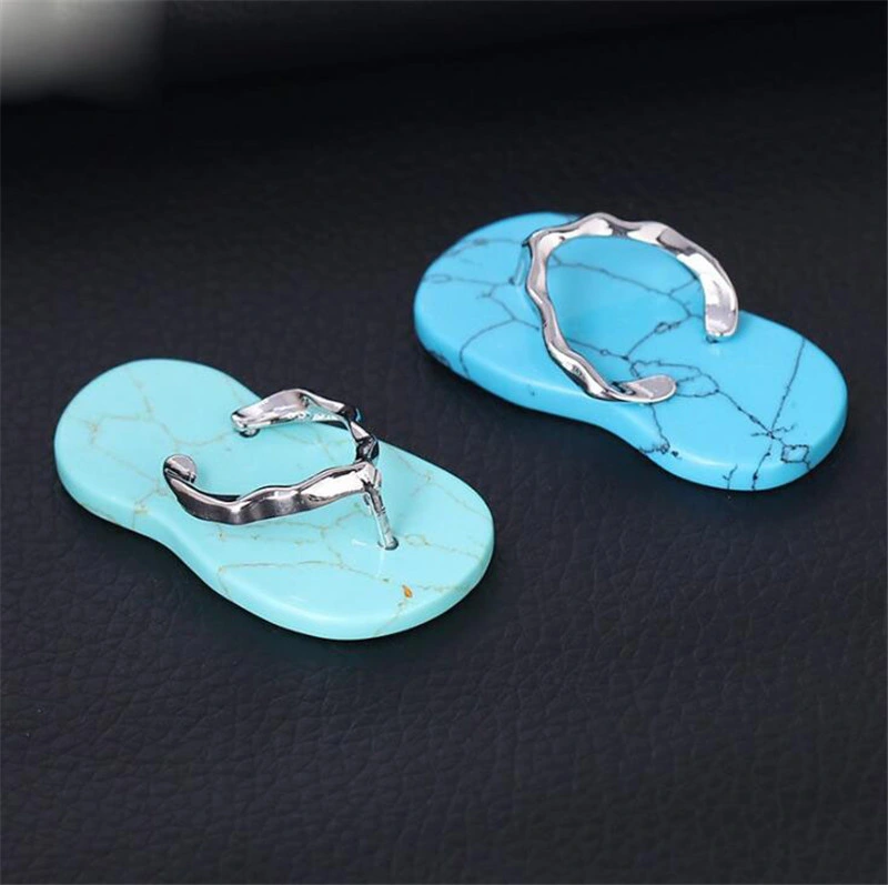 Fashion Jewelry Crystal Slipper Pendant Natural Stone Flat Bead Purple Crystal Onyx Women Men Slipper Shoes Pendant