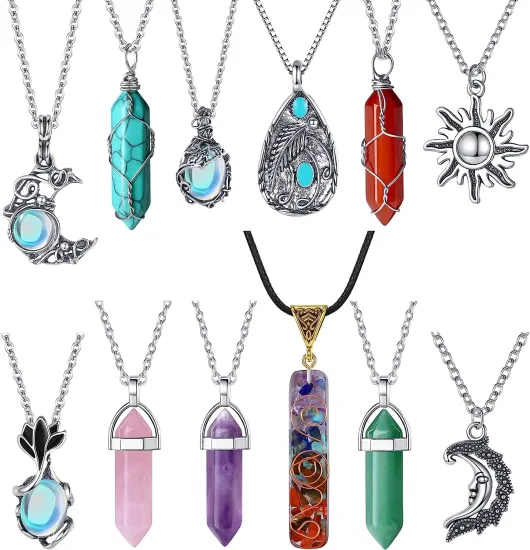 Collier en cristal de guérison du mauvais œil, cristaux d'améthyste, Chakra cornaline, 10 pièces