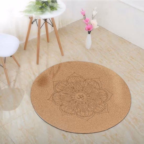 Tapis de yoga en liège à grand cercle rond personnalisé en caoutchouc naturel organique non toxique de méditation Yugland Premium