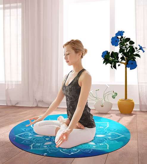 Tapis de yoga rond pour exercice Premium Extra épais, Ultra confortable, antidérapant, tapis de méditation