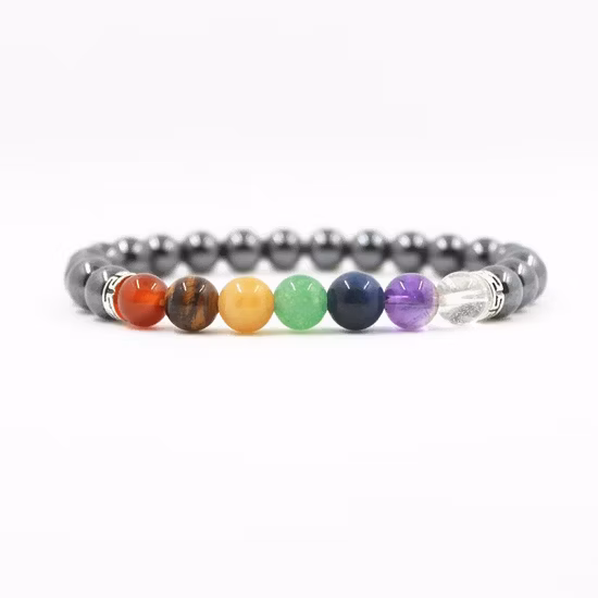 Bracelet inspirant de yoga fait à la main, diffuseur d'huiles essentielles en pierre de lave naturelle, bracelet de perles 7 chakras